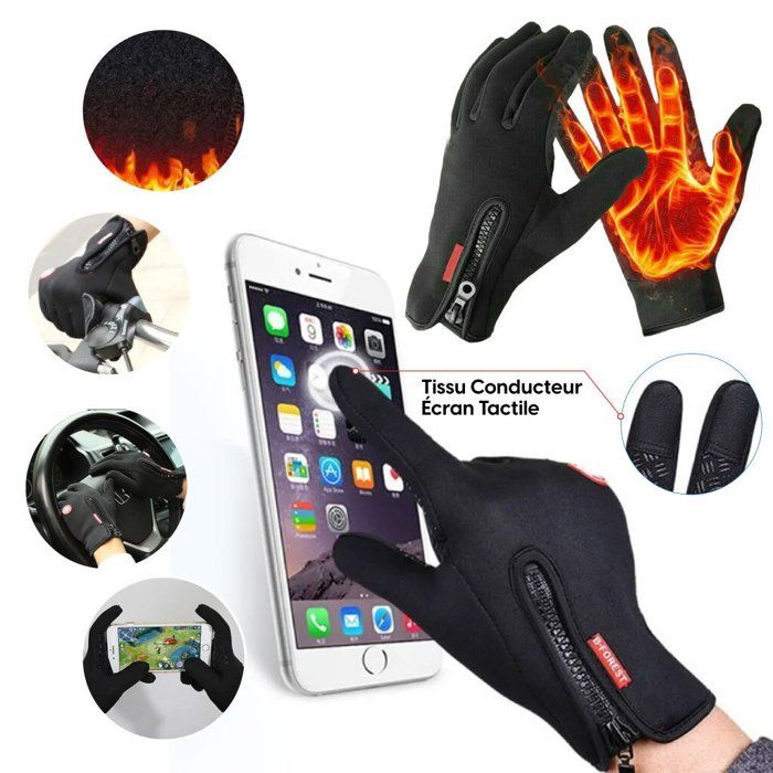 Gants thermiques chauds pour le cyclisme la course et la conduite/noir