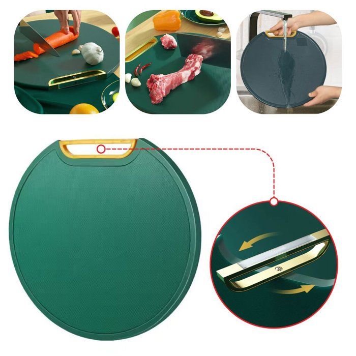 Planche À Découper Autoportante Ronde En Plastique Multi-usages