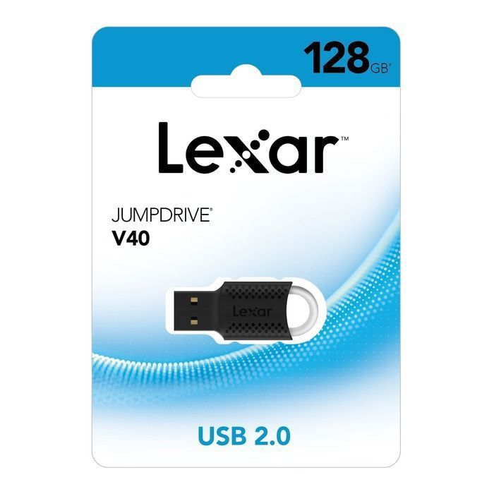 Clé USB - LEXAR - JumpDrive V40 - 128 Go - USB 2.0 - Compacte avec capuchon de protection