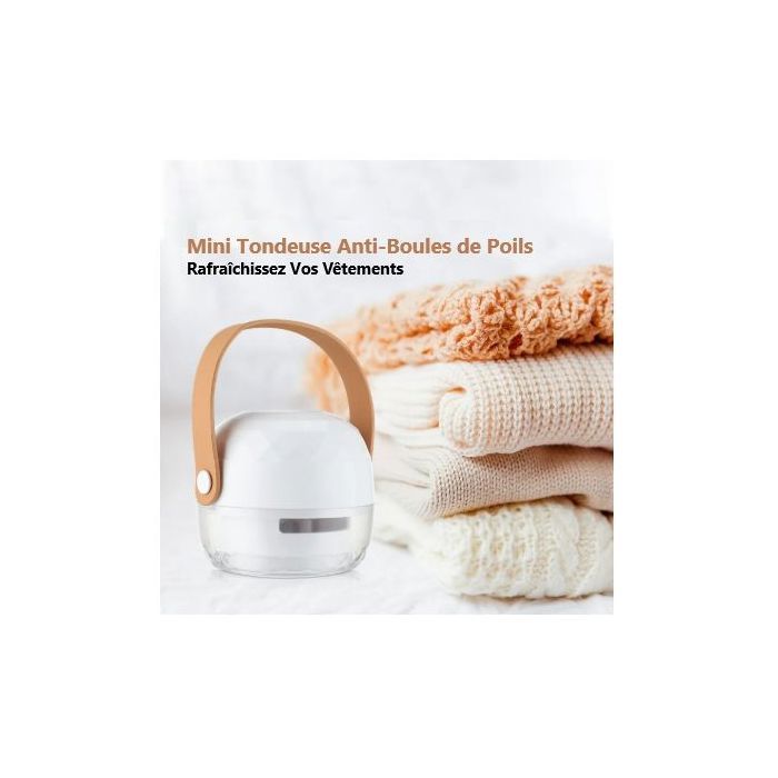 Tondeuse Anti-Peluches - Haute Efficacité - Portable - Élimination rapide - Fonctionnement sans fil - Blanc