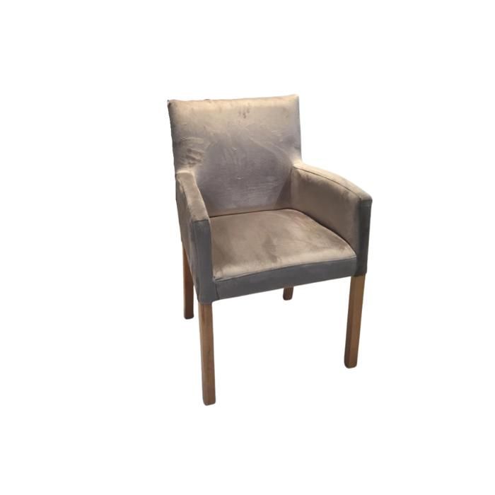 Chaise - NOVA UTKU - Gris - Accoudoirs - Tissu - Bois massif