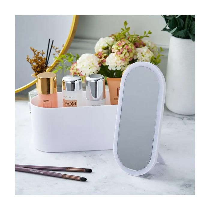 Boîte de rangement de maquillage avec 3 couleurs, miroir lumineux LED
