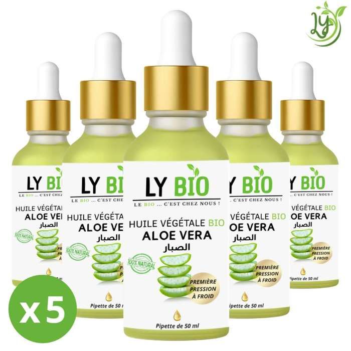 LYBIO PACK HUILE ALOE VERA 50ml - PIPETTE LOT DE 5 bouteilles
