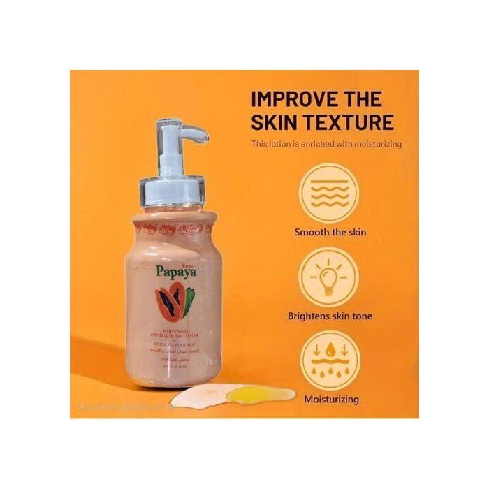 Lotion Éclaircissante - HELLEM - Papaye & Acide Glycolique - 350 ml - Hydratante - Pour Tous Types de Peau