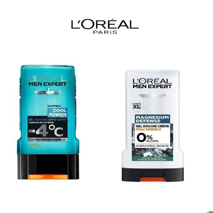 L'ORÉAL PARIS - Pack de 2 Gel douche - MAGNESIUM - SENSITIVE - Minérale - Apaisant et revitalisant - 300ml