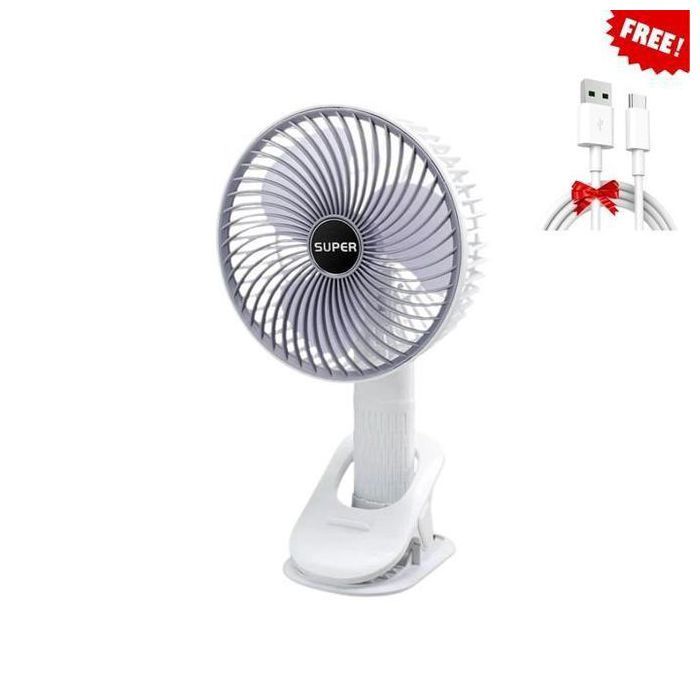 Ventilateur de Bureau - GENERIC - Multifonctionnel - 360 degrés - 3 vitesses - USB rechargeable