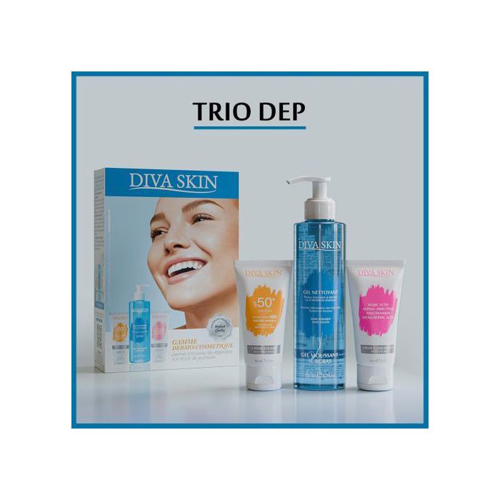 PACK Diva SKin Creme Anti Taches 50ml+ Gel Nettoyant 200ml + Ecran Invisible Gamme dermo-cosmetique