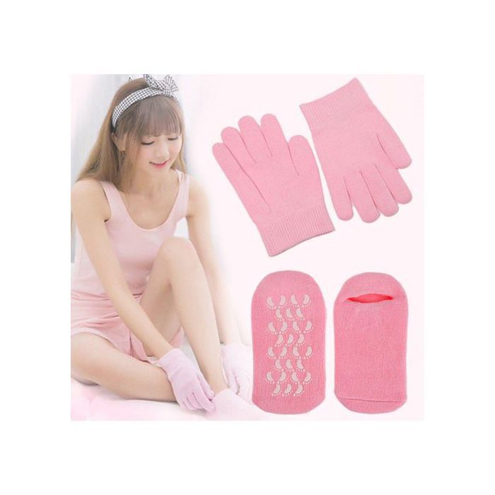 spa ensemble 2 paire de chaussettes en gel hydratant 2 paire de gants en gel,