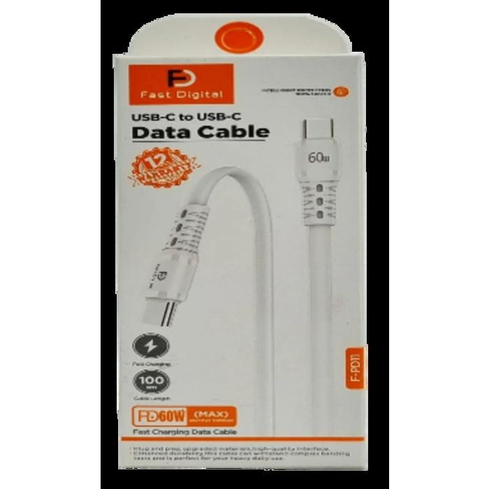 Câble USB - FAST DIGITAL - F-PD6 - Charge rapide - Transfert de données - Blanc