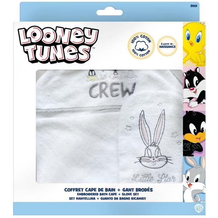 Coffret Cape de Bain +Gant brodé LOONEY TUNES