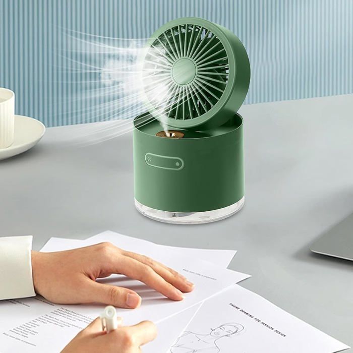 Mini ventilateur avec brumisateur d'eau D 33, Petits ventilateurs de bureau silencieux et réglables avec veilleuse, couleur aléatoir