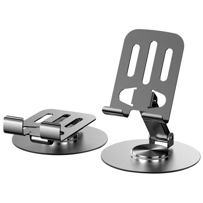 Support mobile et tablette, pliable et rotatif à 360°, base ronde métallique stable JK-H60
