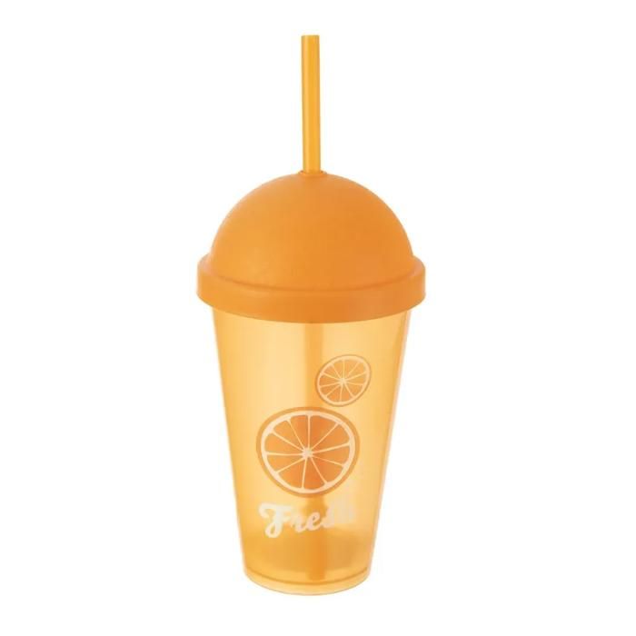 Gobelet - GENERIC - L-00899 - 450 ml - Orange - Paille intégrée