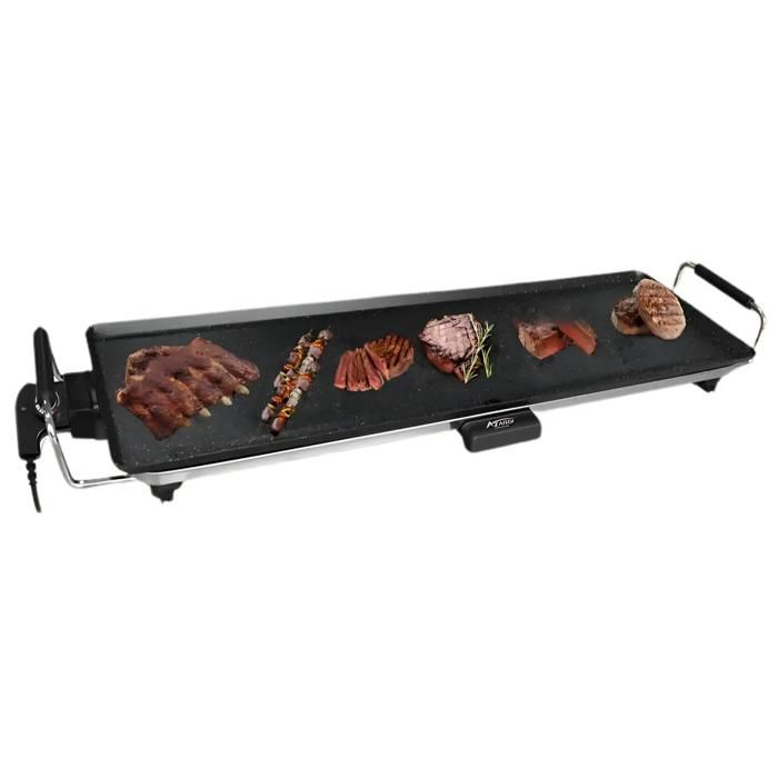 Grill Électrique - AZATECH - 2000W - Noir - Surface Antiadhésive - Thermostat Réglable