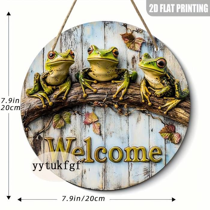 2D Plat - 1pc Enchanting Spring Gnome Wall Hanging Sign - 20.32x20.32 cm Rond en bois décoratif avec un gnomes, des champignons et d