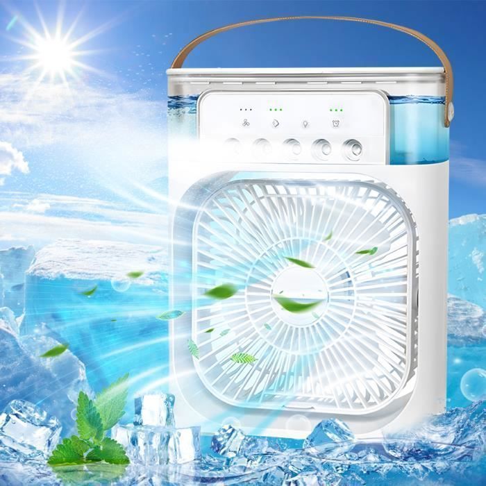 Ventilateur de Table Rechargeable avec Brumisation et Lumière LED 7 Couleurs - Couleur Aléatoire