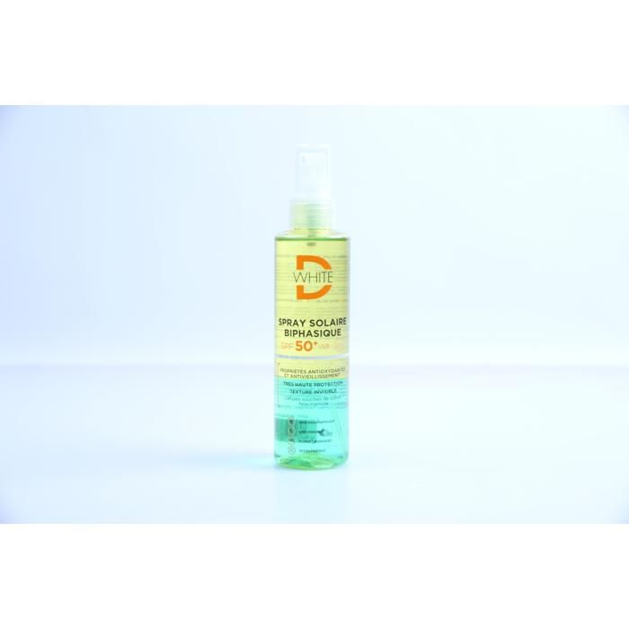 Spray Solaire Biphasique - D-WHITE - SPF50 - 200 ml - Protection UV - Texture légère