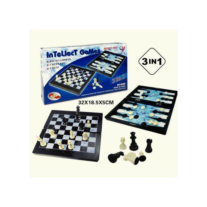Jeu d’intelligence 3 en 1 - Echecs, dames et Backgammon ,Jeu chatrange