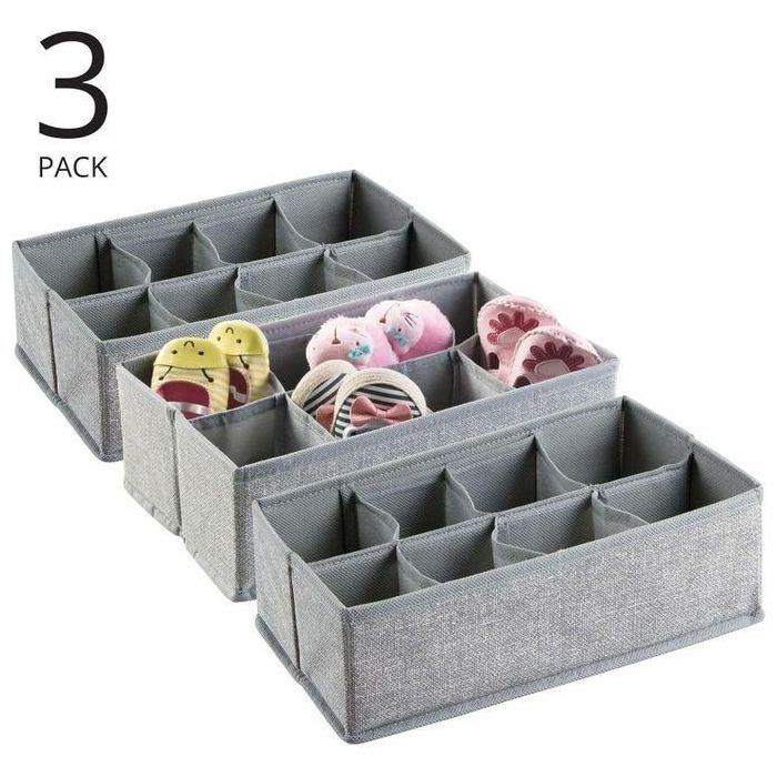 Lot de 3 Organisateurs de placard et tiroir pour chambre de bébé, Boite pour chaussettes et sous vêtements