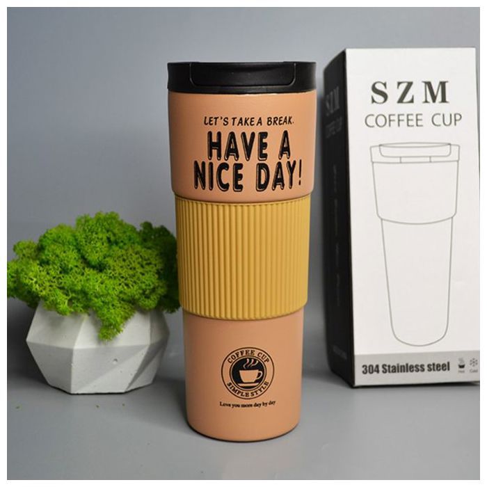 Tasse de voyage 600 ml Tasse à café Bouteille isotherme en acier inoxydable.