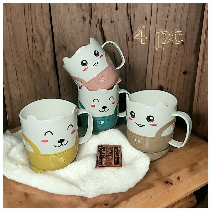 Ensemble de 4 Tasses de Brosse à Dents Domestiques pour Enfants