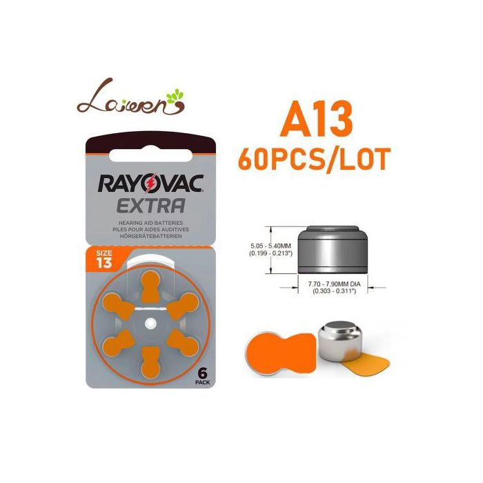 Rayovac Piles Auditives  taille 13 ,10 plaquettes soit 60 piles