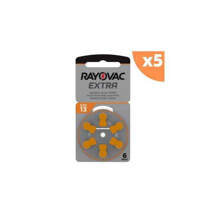 Rayovac Pack de 5 x 6 piles auditives  13 Extra ( 5x6 piles)