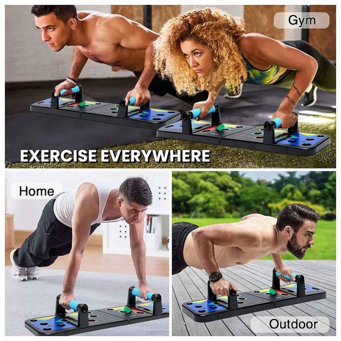 Planche a Pompe Musculation Multifonction avec Poignées, avec 2 Corde de Traction, Fitness à Domicile