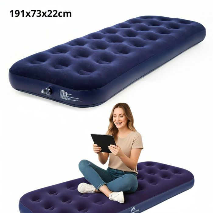 Lit de camping gonflable simple rapide, idéal pour le camping et les invités 191x73x22cm