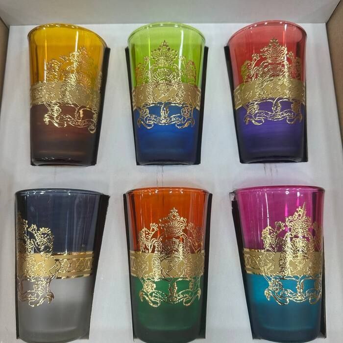 6 Verres à Thé Prestige Impérial Doré Coloré maroco