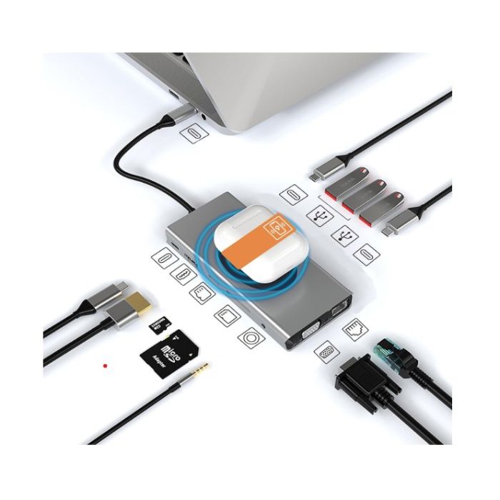 TYPE-C to HDTV 13 in 1 Typec+HDTV+2USB3.0+3USB2.0+VGA+SD+TF+AUDIO+LAN+WPC