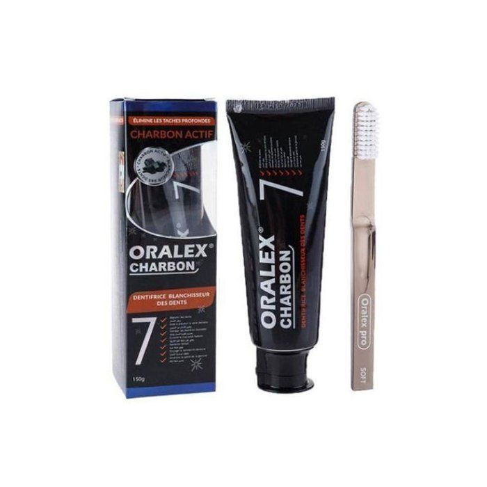 ORALEX Kit Dentaire Blanchissant Charbon Actif 150g + Brosse à dents Pro Soft