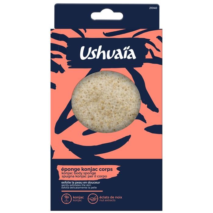 Éponge Corps - USHUAIA - KONJAC - Nettoyage Doux - Exfoliation - Couleurs Aléatoires