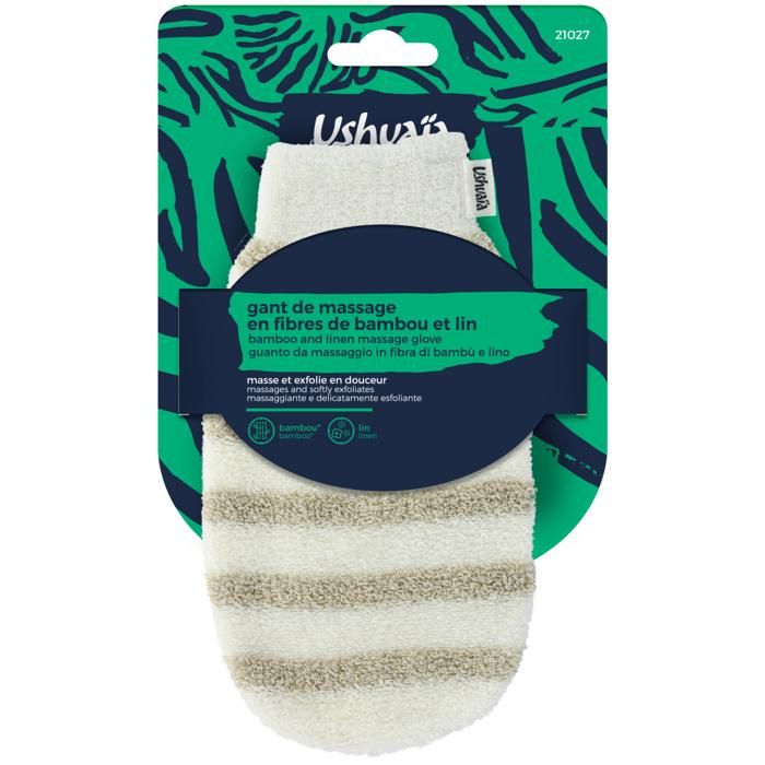 Gant de Massage - USHUAIA - Fibre Bambou & Lin - Exfoliant - Doux - Mixte