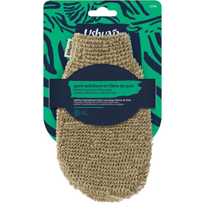 Gant exfoliant - USHUAIA - Fibre de Jute - Effet lissant - Pour peau ferme - Utilisation à sec ou sous la douche