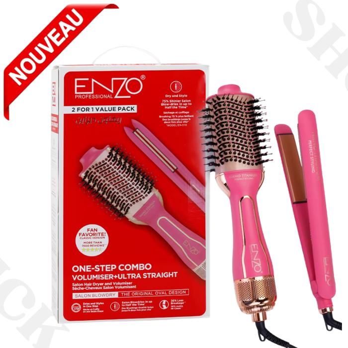 Brosse à cheveux 2 en 1, EN-510 lisseur et one step brosse chauffante Température pouvant atteindre 980°F