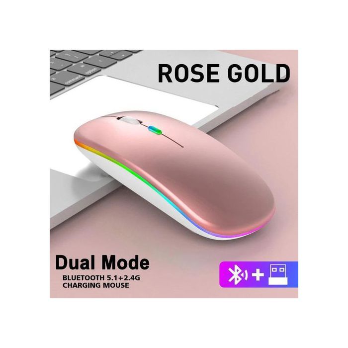 Souris Bluetooth 2.4G USB Sans Fil Lumineux Rechargeable pour Tablette Téléphone Ordinateur