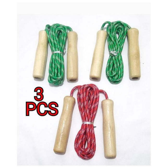 Ensemble de 3 Cordes à Sauter avec Manche en Bois pour l'Exercice et la Remise en Forme
