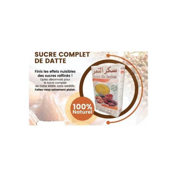 Sucre de dattes Remplace le sucre blanc raffiné 200 gr