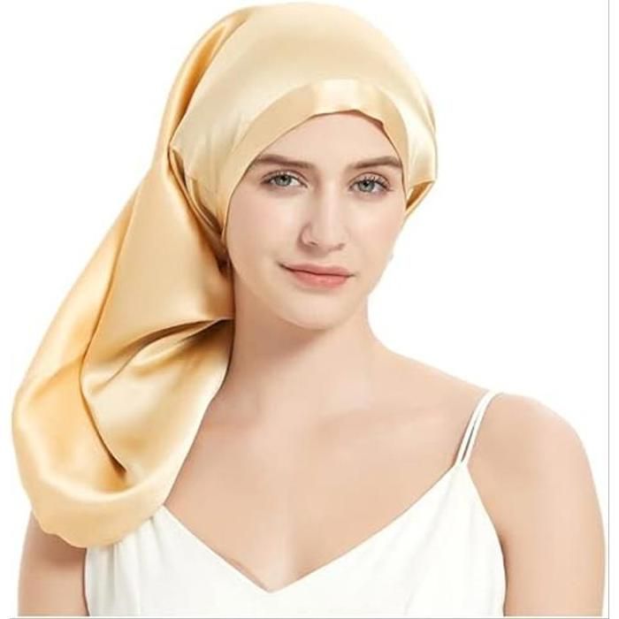 Bonnet de nuit en soie - GENERIC - gold - Doux et lisse - Élastique confortable - Pour cheveux longs