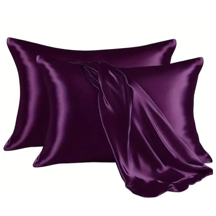 Taies d'oreiller - GENERIC - Satin doux - Violet - 70x50 cm - 2 pièces