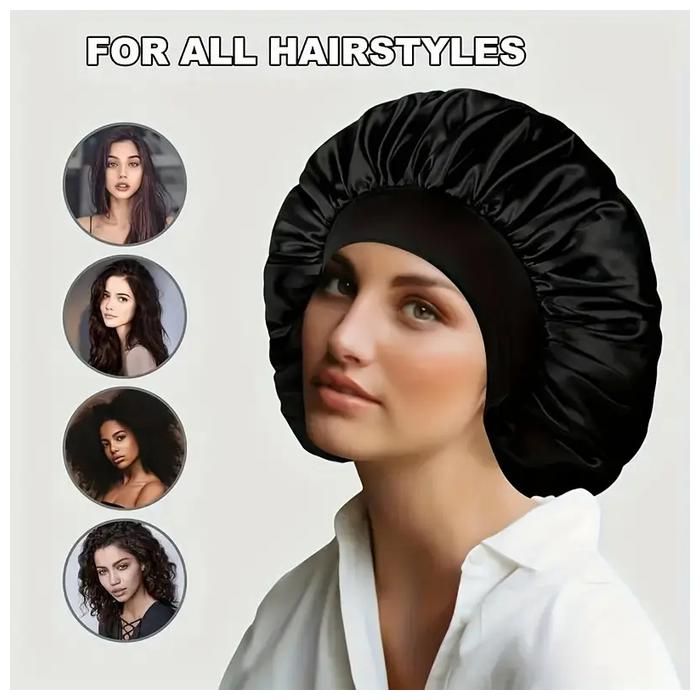 Bonnet de Sommeil - GENERIC - Satin - Noir - Confortable - Élastique Doux - Anti-glisse