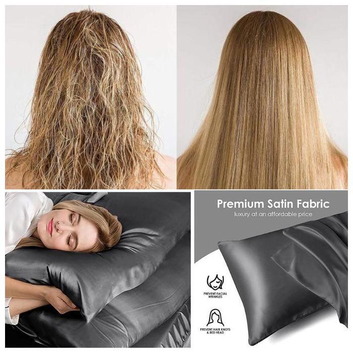 Taies d'oreiller - GENERIC - Satin doux - Gris foncé - 70x50 cm - 2 pièces