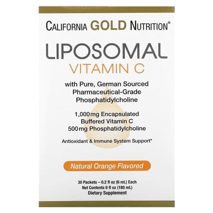 Vitamine C liposomale, saveur orange, 1 000 mg, 30 sachets de 6 ml chacun