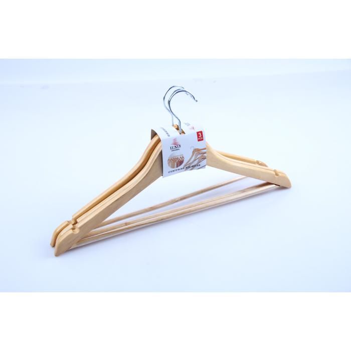 Cintres en bois antidérapants - GENERIC - GMW26 - Lot de 3 - Beige - Style classique intemporel