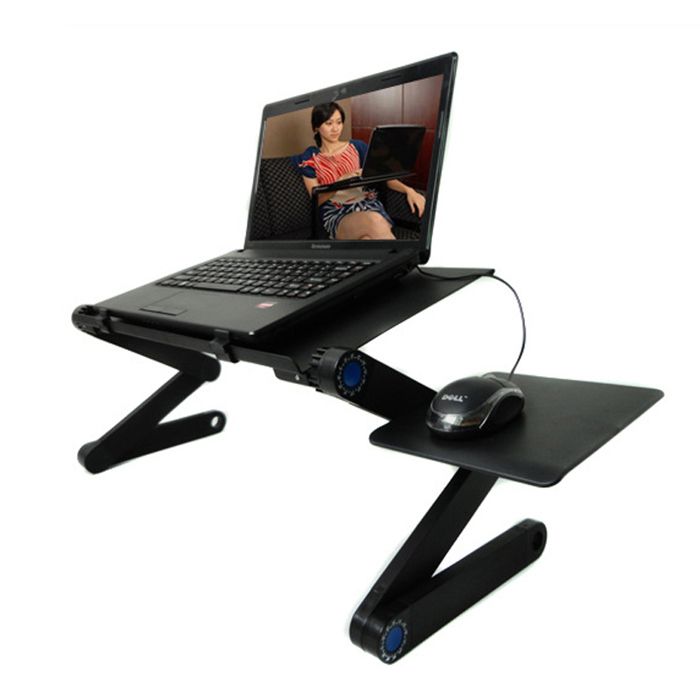 Table d'ordinateur portable - GENERIC - T8 - Réglable - Pliable - Double ventilateurs de refroidissement