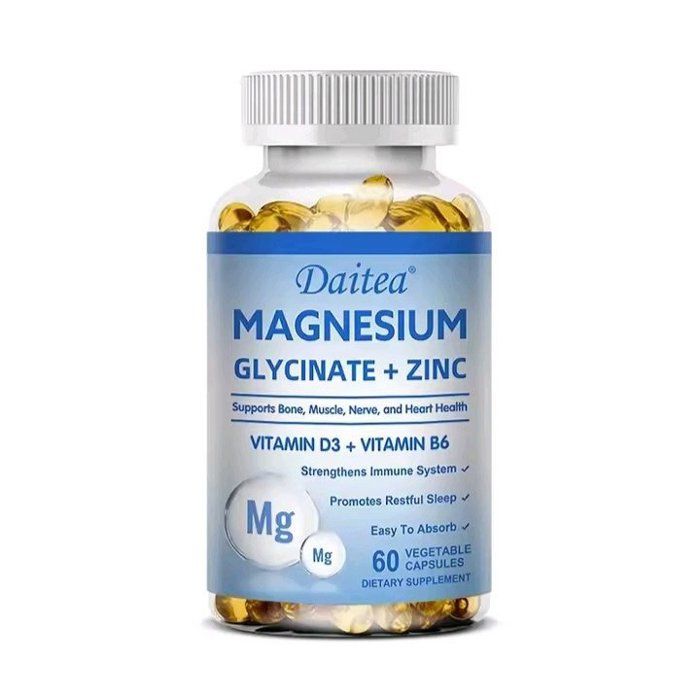 Glycinate de magnésium + zinc - Complément de magnésium hautement absorbable - 60 Capsules