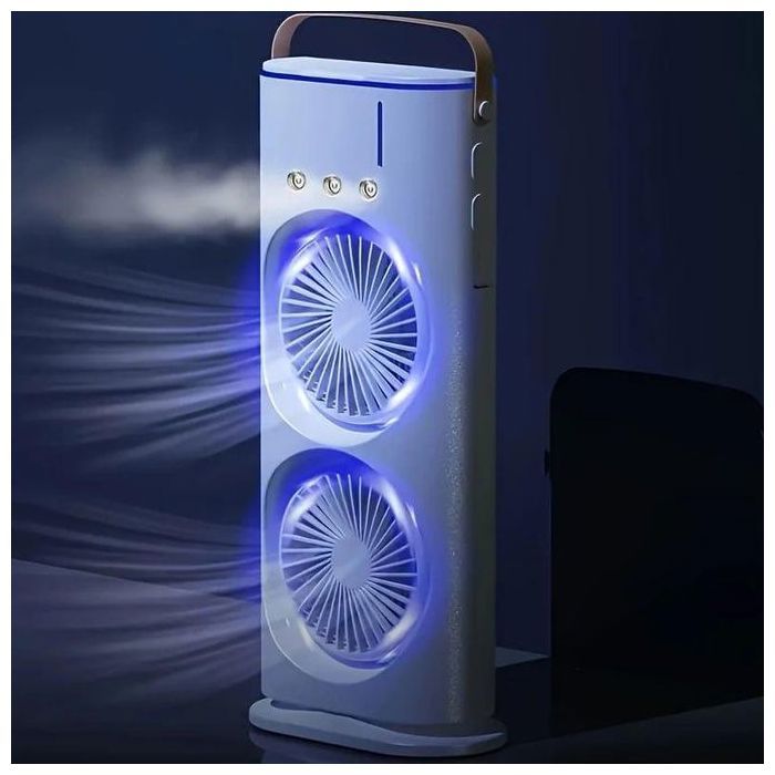 Ventilateur de bureau portable, petit ventilateur tour, 2 ventilateurs, faible bruit, double circulation d'air, couleur aléatoir