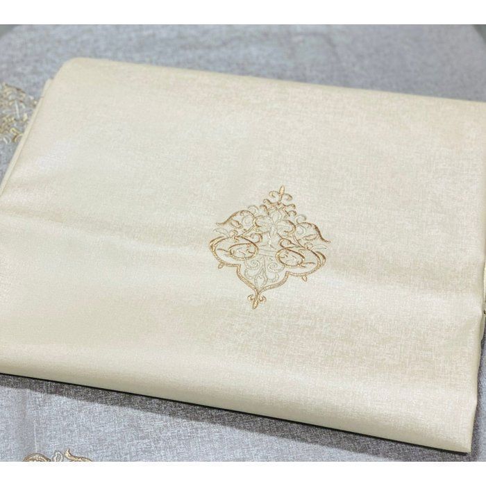 Nappe simili cuir - AYA HOME - Beige - 180x180 cm - Anti-tache - Brodée