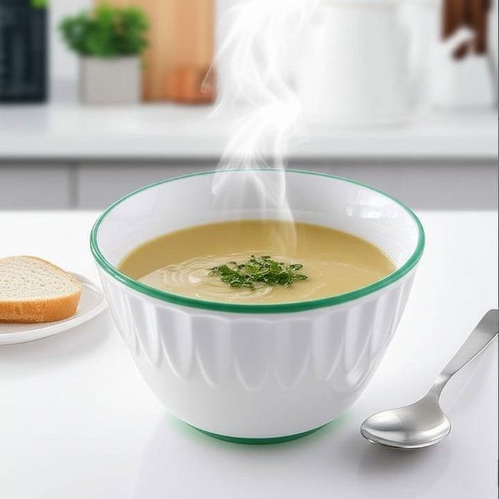 Bol à soupe - AYA HOME - Céramique blanche - Bord vert - 13x8 cm - Résistant aux rayures